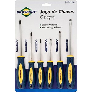 Jogo de Chaves de Fenda/Philips Com 6 Peças Brasfort [F002]