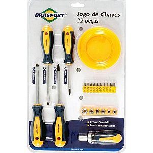 Kit de Chaves Fenda/Phillips Com 22 Peças Brasfort [F002]