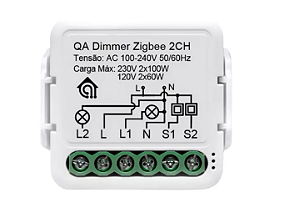 Módulo Dimmer Zigbee 2 Canais Profissional