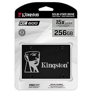 SSD Kingston KC600, 256GB, SATA, Leitura 550MB/s, Gravação 500MB/s - KC600/256G
