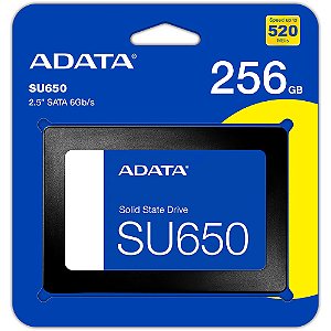 SSD ADATA SU650, SATA 3, Leitura 520MB/s, Gravação 450MB/s, ASU650SS