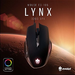 Mouse Gamer Evolut LYNX Usb Led RGB 3200 DPI EG-105