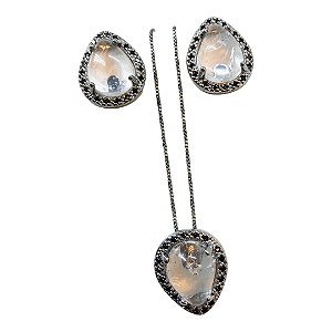 Conjunto cristal de rocha / zircônia negra