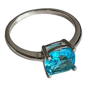 Anel pedra aqua quadrada