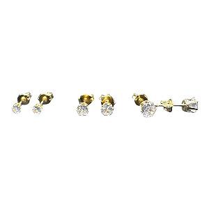 Brincos - trio ponto de luz zircônia cristal 1 2 3 Furos