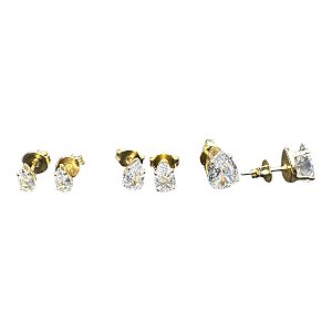 Brincos - trio gotinha zircônia cristal 1 2 3 Furos