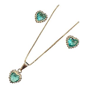 Conjunto coração com esferas turmalina