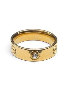 Anel inspiração zircônia dourado