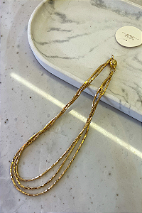 Colar Dourado Canutilhos 3 tiras
