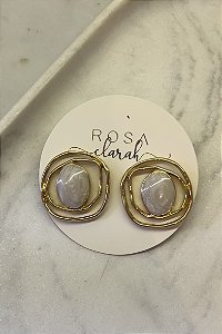 Brinco Dourado Centro Oval Aros Orgânicos