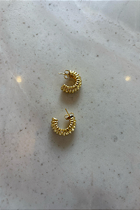 Brinco Dourado Argola Gomos Texturizados