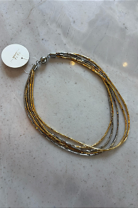 Colar Dourado/Ródio Canutilho menor 5 fios