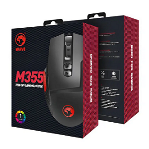 Mouse Gamer Marvo M355 7200dpi Led Rgb USB 9 botões programaveis