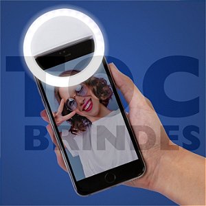 Anel de Iluminação para Selfie, modelo presilha, com três estágios de iluminação