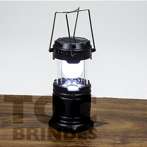 Luminária LED modelo retrô (lamparina), com bateria recarregável via USB, solar ou energia elétrica, alça em aço