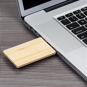 Pen drive cartão em bambu, pen card, ecológico, com armazenamento de 4GB, 8GB, 16GB ou 32GB