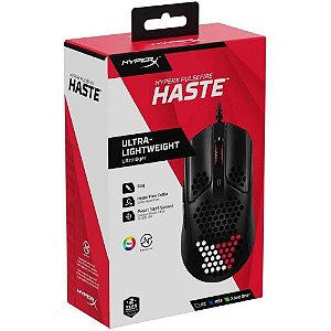 Mouse gamer HyperX - Pulsefire Haste - 16000 DPI, Cabo HyperFlex paracord, 100% PTFE, RGB