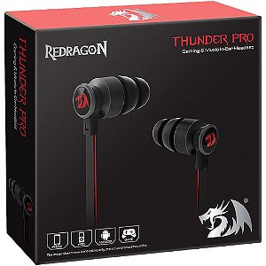 Fone de ouvido Redragon - Thunder Pro E200 - Microfone, P3, Preto e vermelho