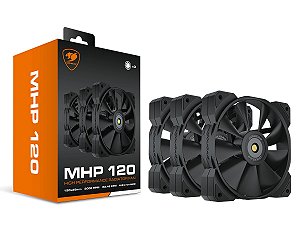 Kit cooler Cougar - MHP 120 Black - 3x120mm, Rolamento HDB, Alto CFM