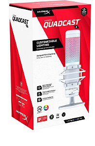 Microfone gamer HyperX - Quadcast S White - RGB, Condensador Electret, HyperX NGENUITY