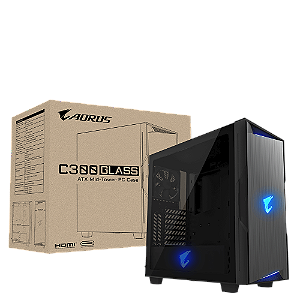 Gabinete gamer Aorus - C300 Glass - ARGB, Mid Tower, Vidro temeprado, Suporte GPU vertical