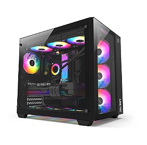 Gabinete gamer Liketec - Zeus V2 Black - Mid Tower, Vidro Temperado, ATX, Ventoinhas não incluídas