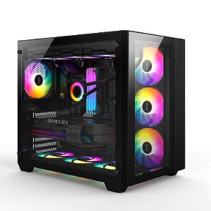 Gabinete gamer Liketec - Zeus V2 Black - Mid Tower, Vidro Temperado, ATX, 6 Ventoinhas incluídas