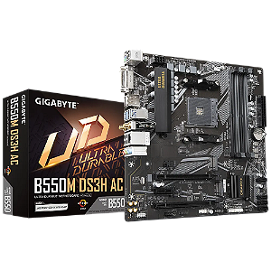 Placa mãe Gigabyte - B550M DS3H AC - AM4, DDR4, WiFi, M.2, PCIe 4.0, mATX