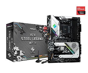 Placa-Mãe AsRock - X570 Steel Legend WiFi AX -  AMD AM4, DDR4, ATX, M.2, WiFi6