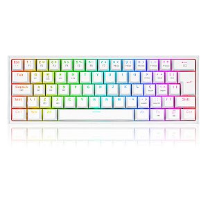 Teclado gamer Redragon - Fizz Pro Lunar White - RGB, Wireless, 60%, Switch Brown, Double shot injection, ABNT2