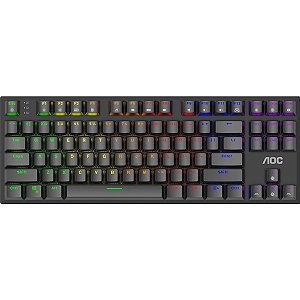 Teclado mecânico gamer - AOC GK450 - Rainbow led, Switch AOC Red, Layout TKL, ANSI, Double-Shot Injection