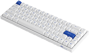 Teclado gamer Akko - Blue on White 3084B Plus - RGB, Formato 65%, Layout ANSI, Switches Akko CS Jelly Purple Switch, Hotswap DYI, Bluetooth 5.0, Wireless 2.4Ghz