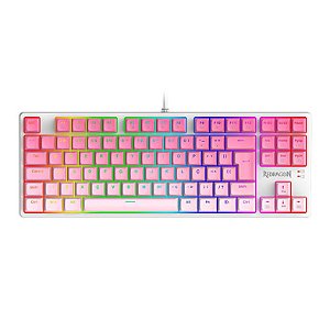 Teclado Mecanico Gamer Redragon Daksa, RGB, Switch Brown, Branco e Rosa - K576GP-RGB-PT-BROWN
