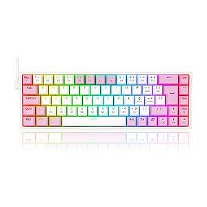 Teclado Mecânico Gamer Redragon Castor, RGB, Switch Blue, ABNT2, Branco e Rosa - K606R (PT-Blue)