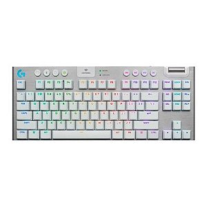 Teclado Mecânico Gamer Sem Fio Logitech G915 X Lightspeed, Design TKL RGB Lightsync, USB ou Bluetooth e Switch GL Tactile, Branco