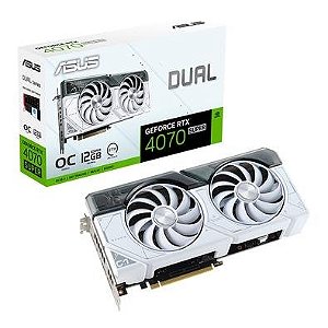 Placa de Vídeo RTX 4070 Super Dual 12G OC White ASUS NVIDIA GeForce, 12GB, GDDR6X, DLSS Ray Tracing