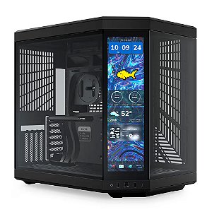 GABINETE HYTE Y70 TOUCH INFINITE PITCH BLACK MID TOWER WITH 3 TGW AND TOUCH 14.9'' 60HZ DISPLAY