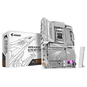 Placa-Mãe Gigabyte X870 AORUS ELITE WIFI7 ICE, AMD AM5, ATX, DDR5, LED RGB, Bluetooth, Wi-Fi 7, Branco - X870-A-ELITE-WF7-ICE