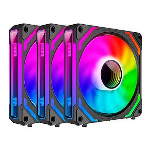 Kit Ventoinhas Redragon Infinity Mirror, ARGB, 3x120mm, Preto - GC-F012