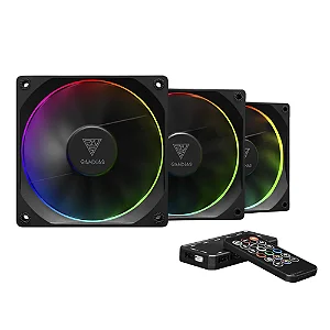 Kit 3 Fans Gamdias Aeolus M3 1203r ARGB 120mm Com Controladora Preto - Aeolus M3-1203r