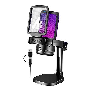 Microfone Gamer Maono DGM20, RGB, USB, PC, PS4, PS5 e MAC OS, Com Suporte, Preto
