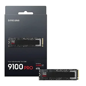 M.2 Samsung 9100 Pro Pci-E Nvme Gen5 4tb Leituras: 14800mb/S E Gravações: 13400mb/S - MZ-VAP4T0