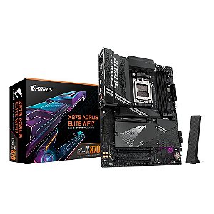Placa-Mãe Gigabyte X870E AORUS ELITE WIFI7, AMD AM5, ATX, DDR5, LED RGB, Bluetooth, Wi-Fi 7, Preto - X870E A ELITE WIFI7