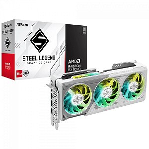 Placa de Vídeo ASRock AMD Radeon RX 9070 Steel Legend OC, 16GB, GDDR6, FSR, Ray Tracing, White, 90-GA5EZZ-00UANF