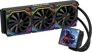 Water Cooler Round5 Zephyro Argb Com Tela de 4" 360mm - Preto