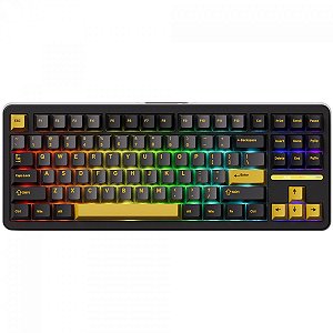 Teclado Mecânico Gamer Akko TAC87, RGB, Wireless/Bluetooth, TKL, ANSI, Switch Akko Mirror Linear, Black e Gold - GOLD-RGB-88-US-MIRROR