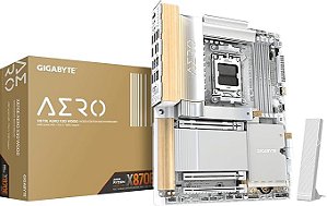Placa-mãe GIGABYTE X870E AERO X3D WOOD - Suporta CPUs AMD Ryzen 9000, 16+2+2 Fases Digital VRM, até 9000Hz DDR5 - X870E-AERO-X-WOOD