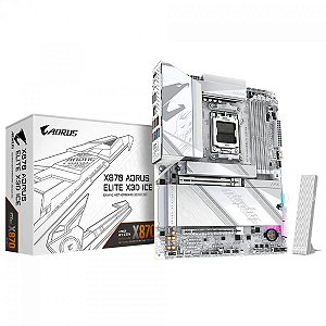 Placa Mãe Gigabyte X870 AORUS ELITE X3D ICE, Chipset X870, AMD AM5, ATX, WiFi, DDR5, Branco - X870-A-ELITE-X-ICE-10