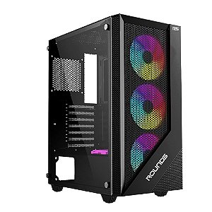 Gabinete Gamer Round5 Syndra, Mid Tower, ATX, Lateral em Vidro, Frente Mesh, Preto - R5-SYNDRA-B-2183