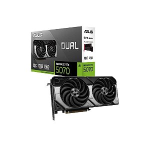 Placa de Vídeo Asus DUAL RTX 5070 OC 12G NVIDIA Geforce, 12GB, GDDR7, OpenGL 4.6, 2572MHz, DLSS 4 - 90YV0M17-M0NA00